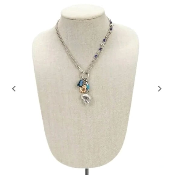 J. Jill Charm Necklace Rising Tides Convertible Turtle Fish Shell Abalone Jade - Picture 9 of 13
